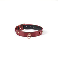 Liebe Seele - Premium Lederen Choker met Diamantjes - Wijnrood