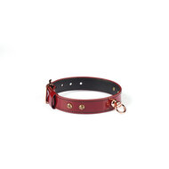 Liebe Seele - Premium Lederen Choker met Diamantjes - Wijnrood