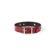 Liebe Seele - Premium Lederen Choker met Diamantjes - Wijnrood