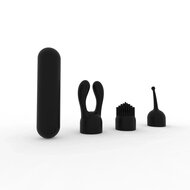 Liebe Seele - Dynamic Rainbow Siliconen Bullet Vibrator met Opzetstukken - Zwart