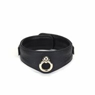 Liebe Seele - Demon's Kiss - Smalle Curved Collar Met Leash - Luxe En exclusief ontwerp - Zwart/Goud