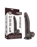 LoveToy - Dildo Met Sliding Skin Technologie - 20 cm x diameter  4 cm - Bruin