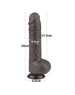 LoveToy - Dildo Met Sliding Skin Technologie - 24 cm x diameter 4.3 cm - Bruin