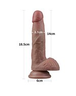 LoveToy - Dubbellaags Siliconen Dildo - 18.5 cm x diameter 3.7 cm - Bruin