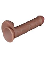 LoveToy - Dubbellaags Siliconen Dildo - 20.5 cm x diameter 4 cm - Bruin