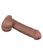 LoveToy - Dubbellaags Siliconen Dildo - 20.5 cm x diameter 4 cm - Bruin