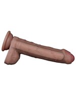 LoveToy - Dubbellaags Siliconen Dildo - 20.5 cm x diameter 4 cm - Bruin