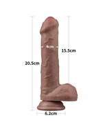 LoveToy - Dubbellaags Siliconen Dildo - 20.5 cm x diameter 4 cm - Bruin