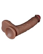 LoveToy - Dubbellaags Siliconen Dildo - 21.5 cm x diameter 4.2 cm - Bruin