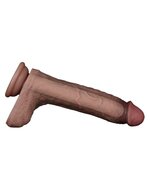 LoveToy - Dubbellaags Siliconen Dildo - 21.5 cm x diameter 4.2 cm - Bruin