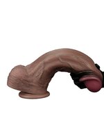 LoveToy - Dubbellaags Siliconen Dildo XXL - Lengte 33 cm - Diameter 5.5 cm - Bruin