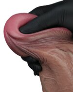 LoveToy - Dubbellaags Siliconen Dildo XXL - Lengte 33 cm - Diameter 5.5 cm - Bruin