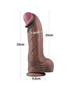 LoveToy - Dubbellaags Siliconen Dildo XXL - Lengte 33 cm - Diameter 5.5 cm - Bruin
