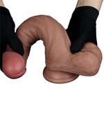 LoveToy - Dubbellaags Siliconen Dildo - 22.5 cm x diameter 4.2 cm - Bruin