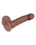 LoveToy - Dubbellaags Siliconen Dildo - 22.5 cm x diameter 4.2 cm - Bruin