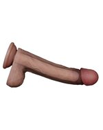LoveToy - Dubbellaags Siliconen Dildo - 22.5 cm x diameter 4.2 cm - Bruin