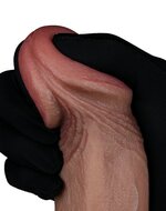 LoveToy - Dubbellaags Siliconen Dildo - 22.5 cm x diameter 4.2 cm - Bruin