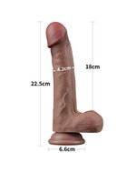 LoveToy - Dubbellaags Siliconen Dildo - 22.5 cm x diameter 4.2 cm - Bruin