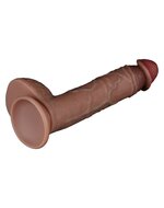 LoveToy - Dubbellaags Siliconen Dildo - 23.5 cm x diameter 4.3 cm - Bruin