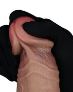 LoveToy - Dubbellaags Siliconen Dildo - 23.5 cm x diameter 4.3 cm - Bruin