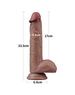 LoveToy - Dubbellaags Siliconen Dildo - 23.5 cm x diameter 4.3 cm - Bruin