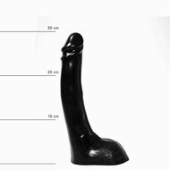 All Black - Dildo - Realistische Eikel en Balzak - Lengte 29 cm - Diameter 5 cm