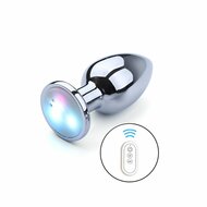 Kiotos - Vibrerende Buttplug met LED lampjes in 3 kleuren - Aluminium - Small