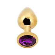 PLGZ - Rosebud Metalen Buttplug - Goud - Paarse Siersteen - Maat L-Erotiekvoordeel.nl