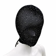 Kanten Hood - Shiny Diamonds - Bezet met Glilnsterende Steentjes - Zwart