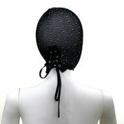 Kanten Hood - Shiny Diamonds - Bezet met Glilnsterende Steentjes - Zwart
