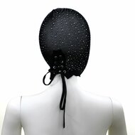 Kanten Hood - Shiny Diamonds - Bezet met Glilnsterende Steentjes - Zwart