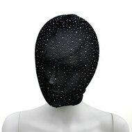 Kanten Hood - Shiny Diamonds - Bezet met Glilnsterende Steentjes - Zwart