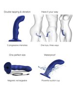 Strap-On-Me - Wave - Tapping Dildo - Met Tapping Functie - Blauw