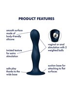 Satisfyer - Double Ball-R - Verzwaarde Dildo met Bewegende Metalen Kogels - Blauw