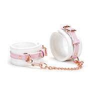 Liebe Seele - Fairy - Leren Enkelboeien met Rosé Gouden Gespen - Roze/Wit