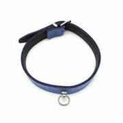 Kiotos Leather - Collar met Kleine O-ring - Leder - Blauw