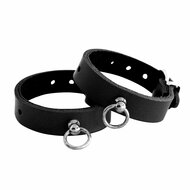 Kiotos Leather - Polsboeien Leder met Kleine O-ring - Zwart