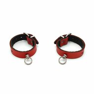 Kiotos Leather - Polsboeien Leder met Kleine O-ring - Rood