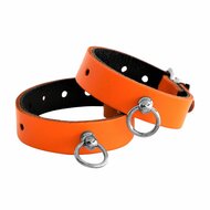Kiotos Leather - Polsboeien Leder met Kleine O-ring - Oranje