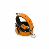 Kiotos Leather - Polsboeien Leder met Kleine O-ring - Oranje
