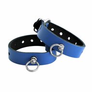 Kiotos Leather - Polsboeien Leder met Kleine O-ring - Blauw
