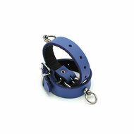 Kiotos Leather - Polsboeien Leder met Kleine O-ring - Blauw