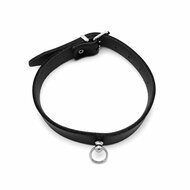 Kiotos Leather - Collar met Kleine O-ring - Leder - Zwart