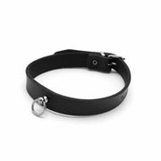 Kiotos Leather - Collar met Kleine O-ring - Leder - Zwart