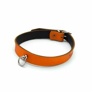 Kiotos Leather - Collar met Kleine O-ring - Leder - Oranje