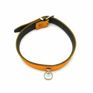 Kiotos Leather - Collar met Kleine O-ring - Leder - Oranje