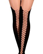 Ballerina - Open Kruis Panty - Sensuous Squares - 20/50 denier - Zwart - Maat L/XL