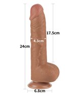 Lovetoy - Dildo Met Sliding Skin Technologie - 24 x 4.3 cm - Verwijderbare Zuignap - Lichte Huidskleur