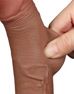 Lovetoy - Dildo Met Sliding Skin Technologie - 19.5 x 3.5 cm - Verwijderbare Zuignap - Medium Huidskleur