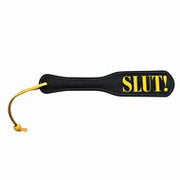 Kiotos Leather - Lederen Paddle Slut - Zwart/Geel